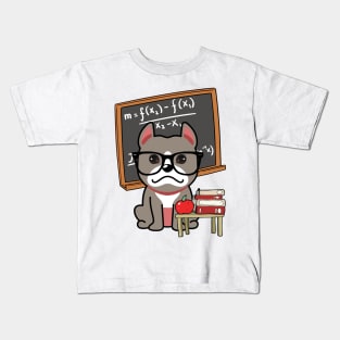 Funny gray dog is teaching Kids T-Shirt